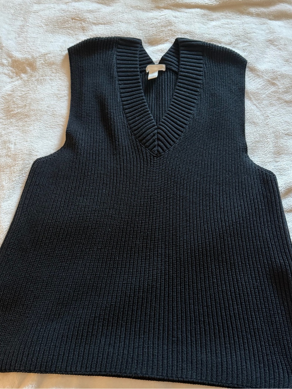 H&M Black Ribbed V-Neck Sweater Vest